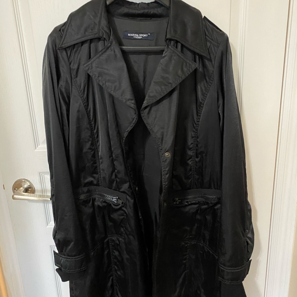 Marina Sport Black Lightweight Trench Coat